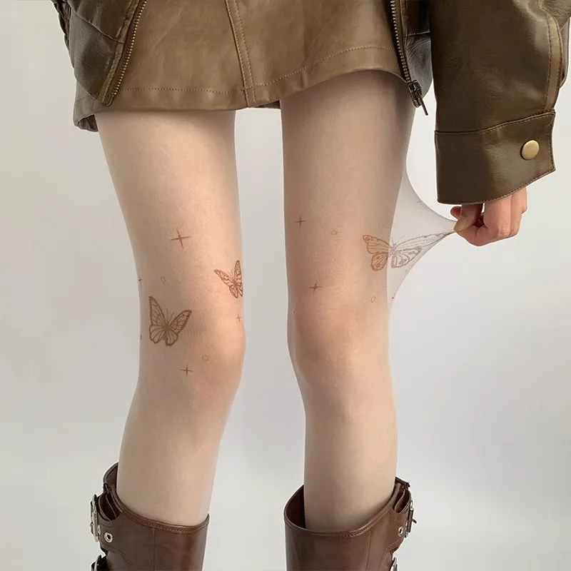 1 pair of spring and summer thin exquisite white and elegant butterfly pantyhose