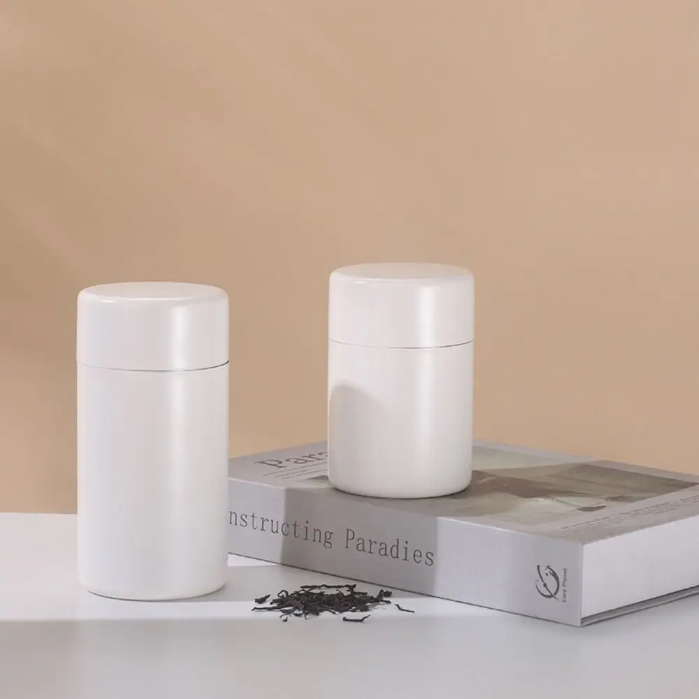 

Double Lids Stainless Steel Tea Canister Stainless Steel Airtight Seal Coffee Bean Storage Jar Multi-functional Keep Fresh