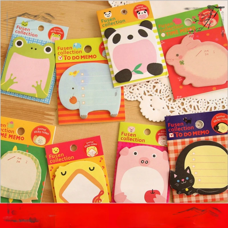 Wholesale Creative Memo Pad Cartoon Animals Notes N-time Sticky Notes Sticky Student Gifts Cartoons Office Accessories