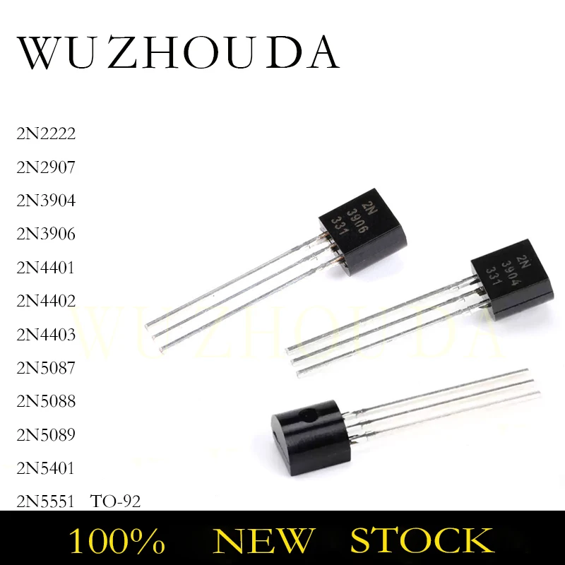 10-50PCS 2N3904 TO-92 2N2222 2N2907 2N3906 2N4401 2N4403 2N5088 2N5089 2N5551 2N5401 2N5087 2N4402 NPN TRANSISTOR NEW STOCK
