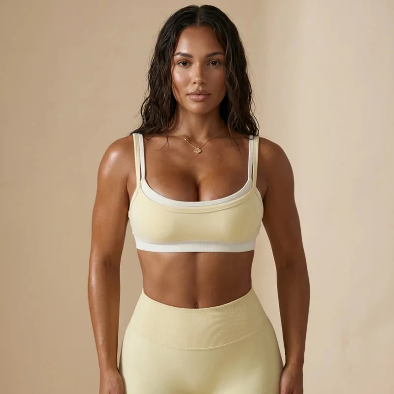 Mermaid Curve Fake Two Piece Sports Bra Women Seamless Yoga Bra Workout Gym Crop Top Push Up Padded Fitness Running Underwear
