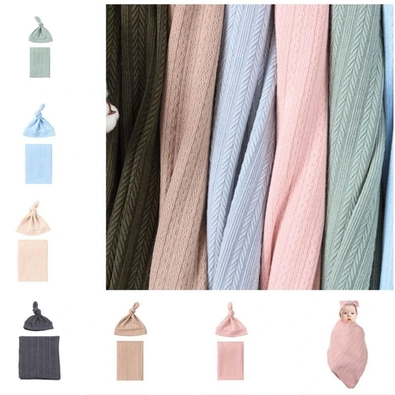 

J15U 2Pcs Set Newborn Blanket Infant Sleep Wrap Cloth with Hat Breathable Infant Gender Neutral Gender for Baby