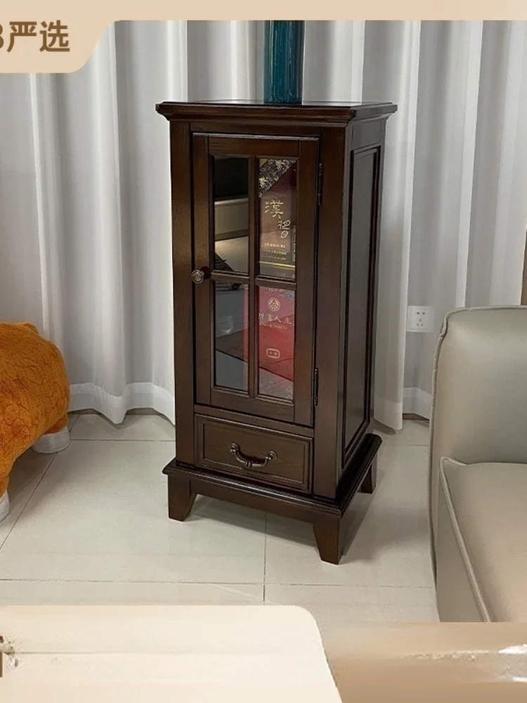 Solid Wood Small Wine Cabinet Low Cabinet Living Room Corner Cabinet All-Match Affordable Locker Low Locker