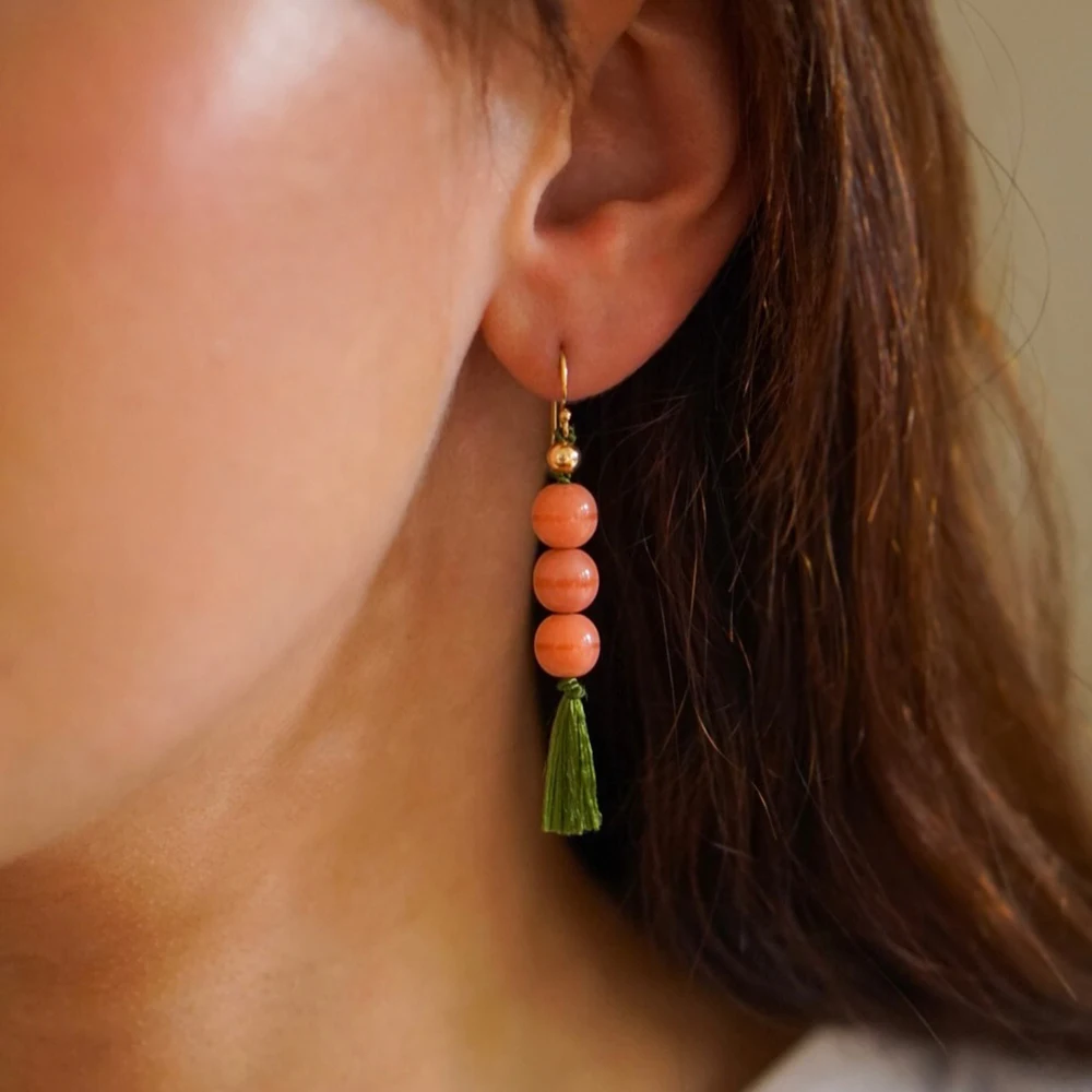 

Go2boho Boho Style Semi Precious Stone Earrings Handmade Tassel Dangle Women Jewelry Lightweight Festival Accessories