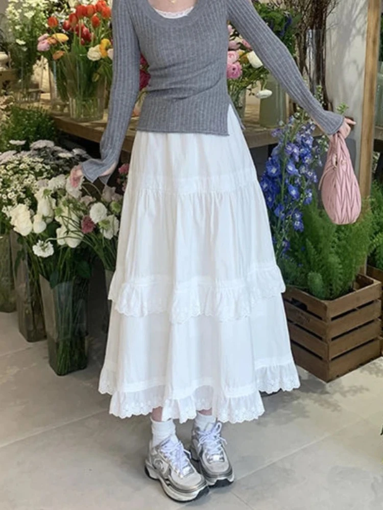 

Осенние универсальные юбки женские милые Y2k однотонные для свиданий праздник Mujer Faldas корейский шикарный консервативный стиль миди мода Kawaii школьница