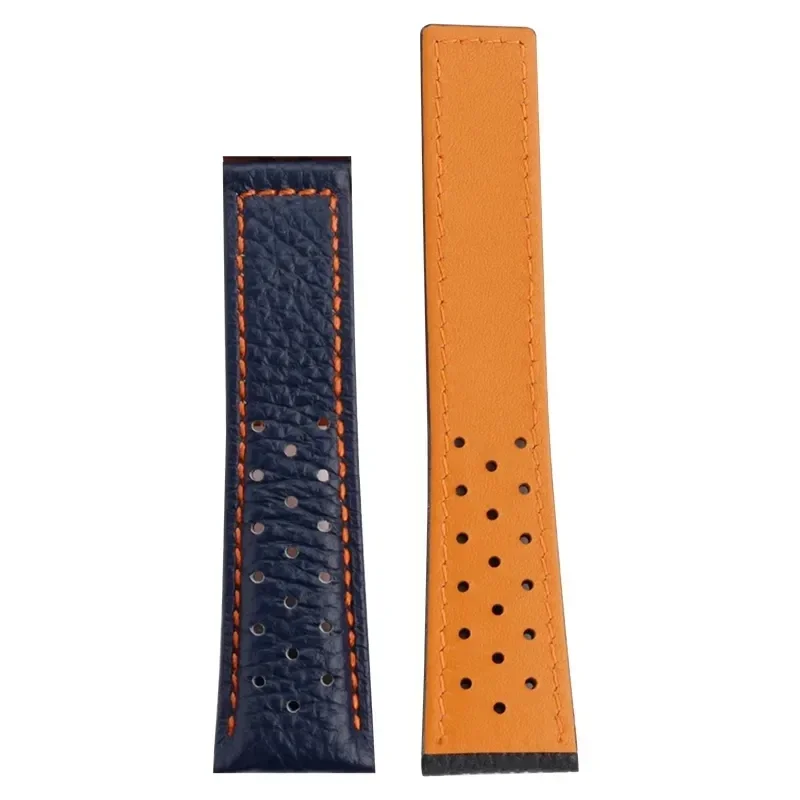 Tali Jam Tangan Kulit Asli untuk TAG Heuer MONACO CARRERA CAW211R/P Gelang Jam Tali Kulit Sapi Cetak Leci Gelang Pria 22Mm