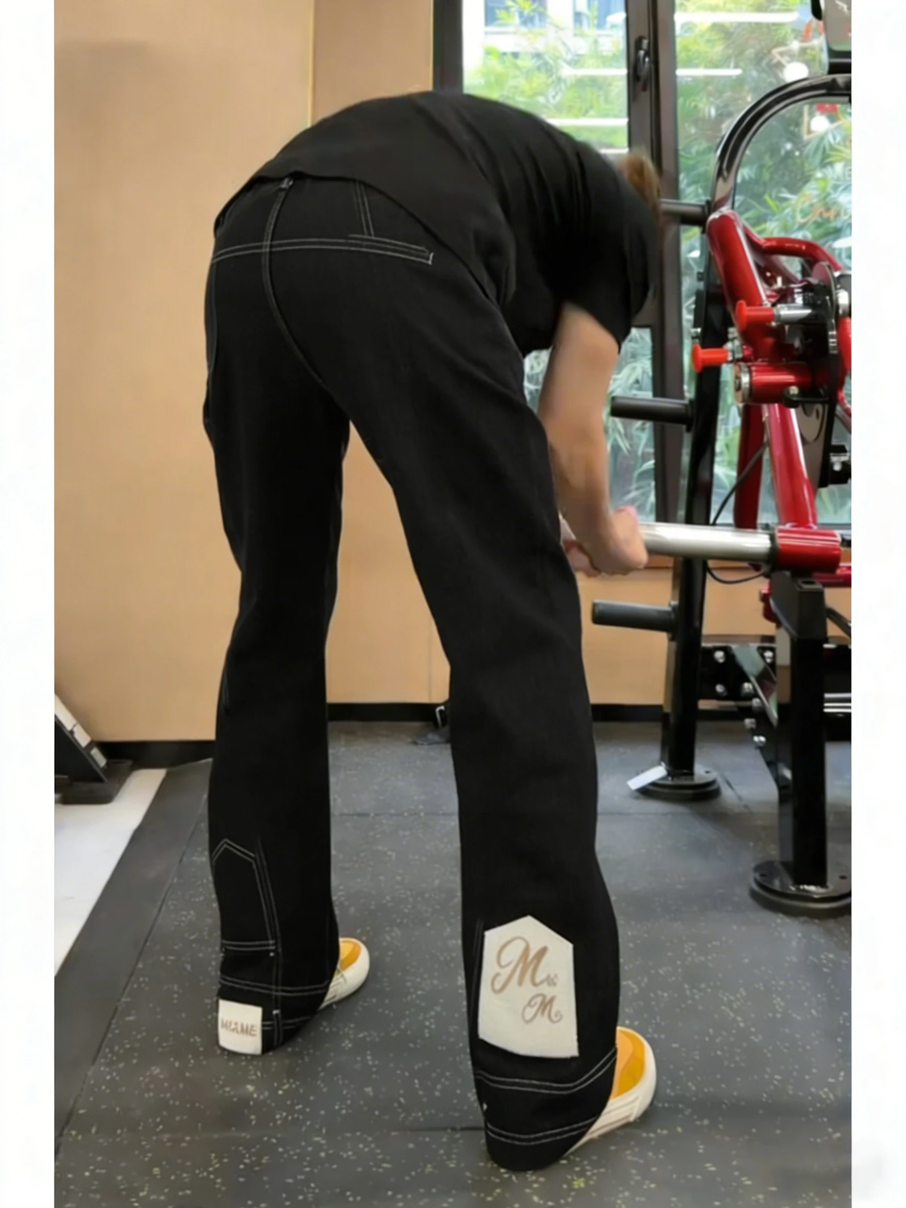 

Черные джинсы-клеш для мужчин, летние, тонкие, прямого кроя, с широкими штанинами, длинные брюки, в американском стиле, повседневные, износостойкие, размер S