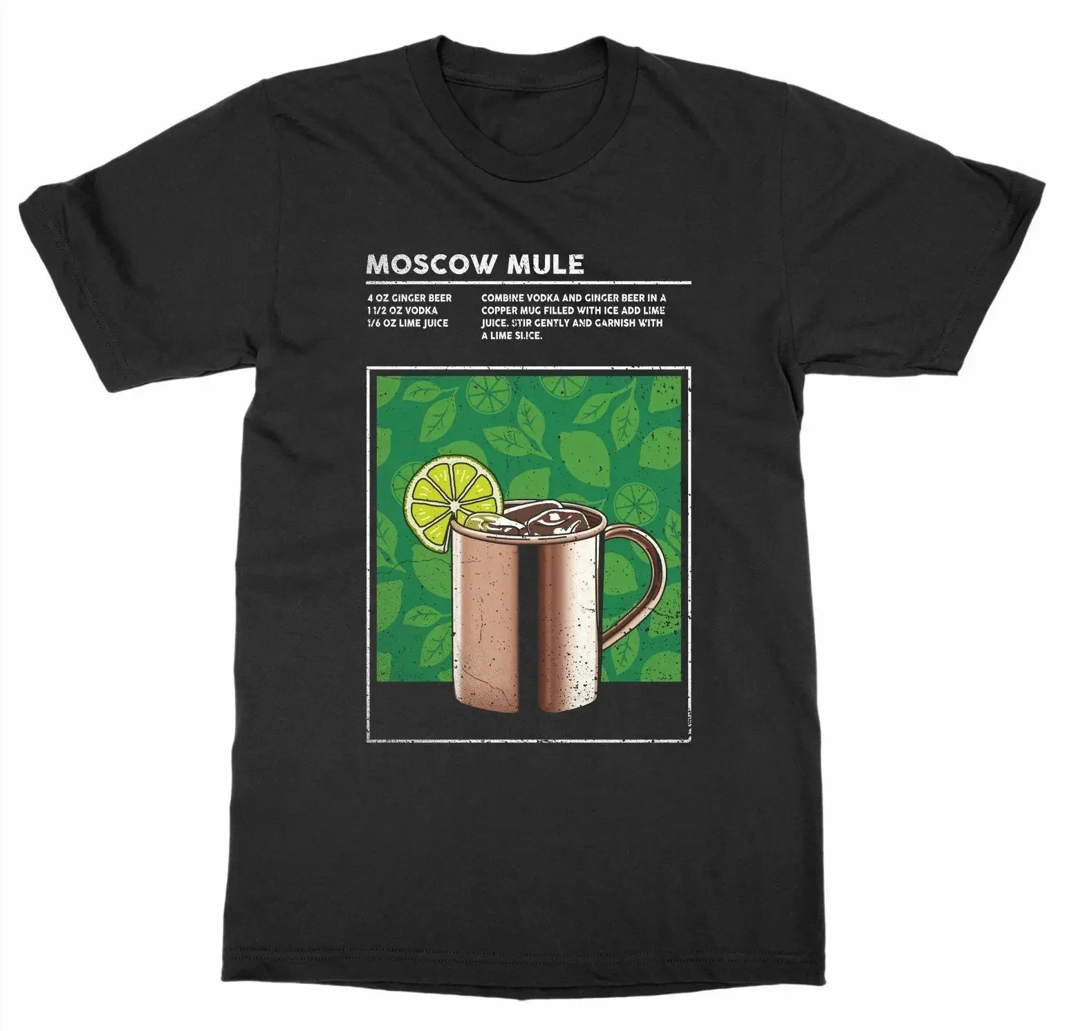 

Mixed Drink Moscow Mule Cocktail Happy Hour Alcohol Bartender T-Shirt 100% Cotton O-Neck Summer Short Sleeve Casual Mens T-shirt