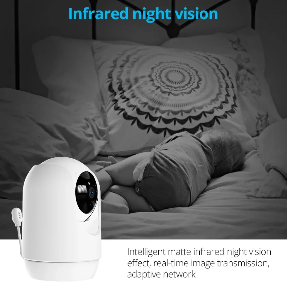 Wifi Baby Camera Temperature & Alarm 3MP Baby  Two-way Audio Baby Camera Security Crying Detection PTZ