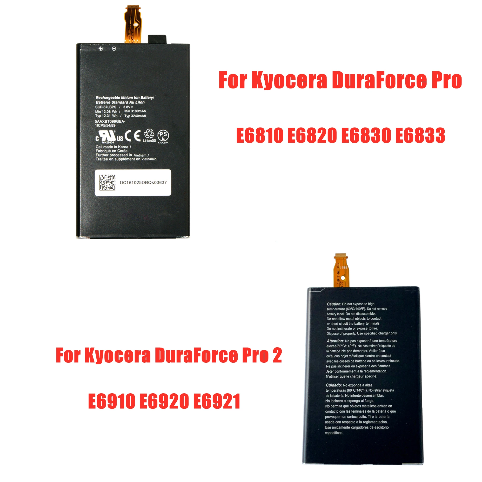 

New Battery SCP-67LBPS SCP-72LBPS For Kyocera Duraforce PRO E6810 E6820 E6833 / PRO 2 E6910 E6920 E6921