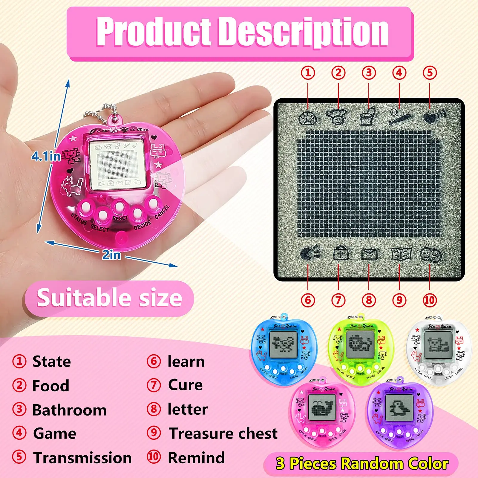 Kids Electronic Pets Game Tamagotchi Handheld Game Console Toy in Russian Original German Spanish Polish Virtual Digital Pet Toy