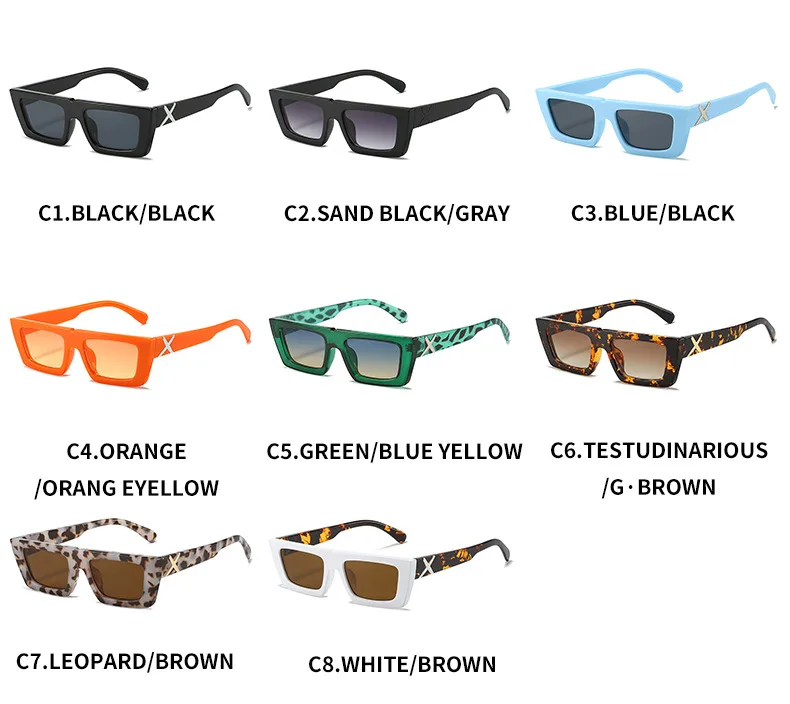 Kleine quadratische Sonnenbrille mit personalisierten Bügeln, X-Modellierung, für Damen und Herren, UV-Schutz, für den täglichen Gebrauch und Streetwear – Detail 6
