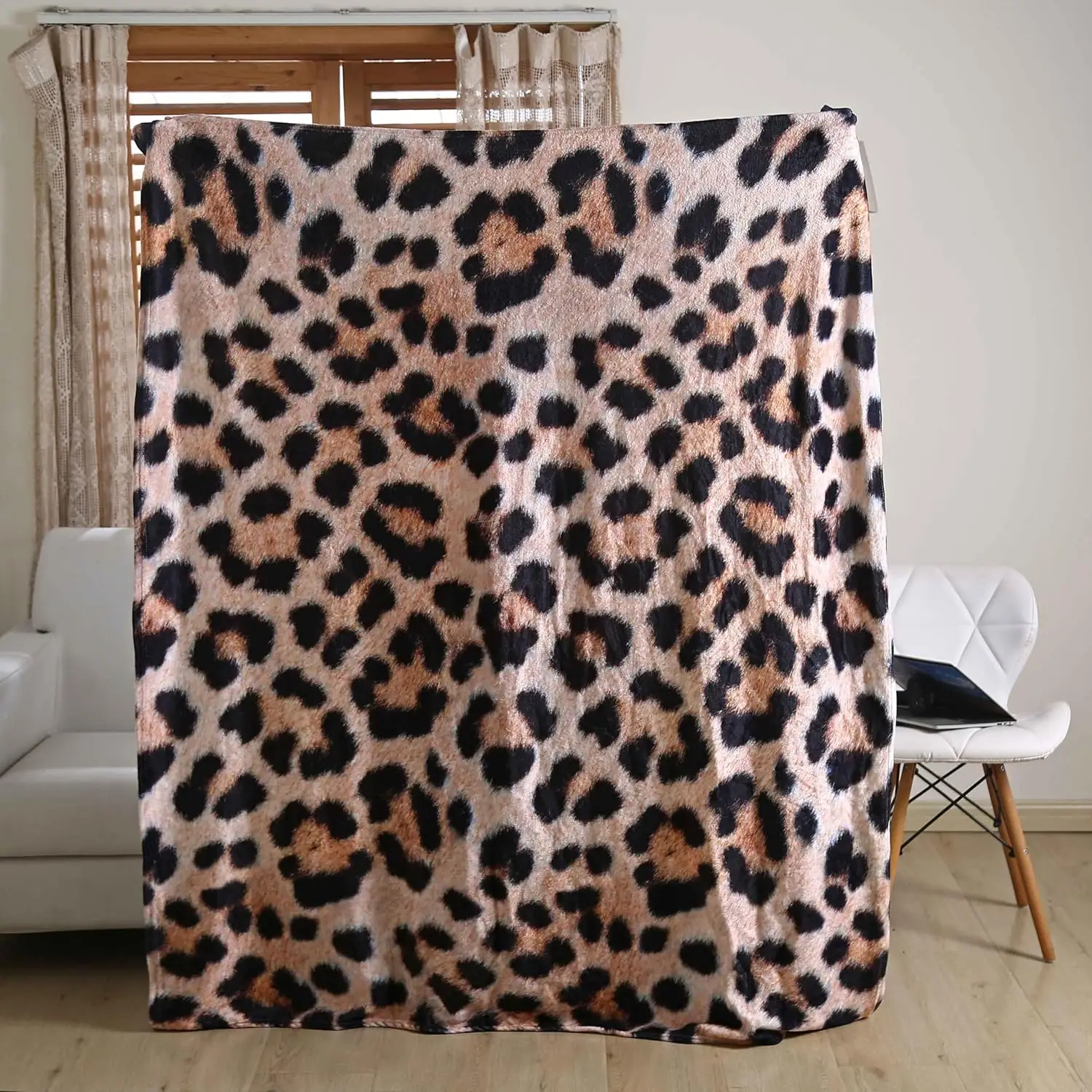 Leopard Print Blanket Soft Faux Fur Throw Cozy Living Room Decor Animal Pattern Bed Cover Warm Home Textile