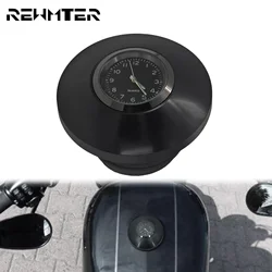 1xMotorcycle Fuel Gas Tank Decorative Oil Cap With Clock CNC Black For Harley Dyna Sportster XL 1200 883 Softail Touring Fat Boy