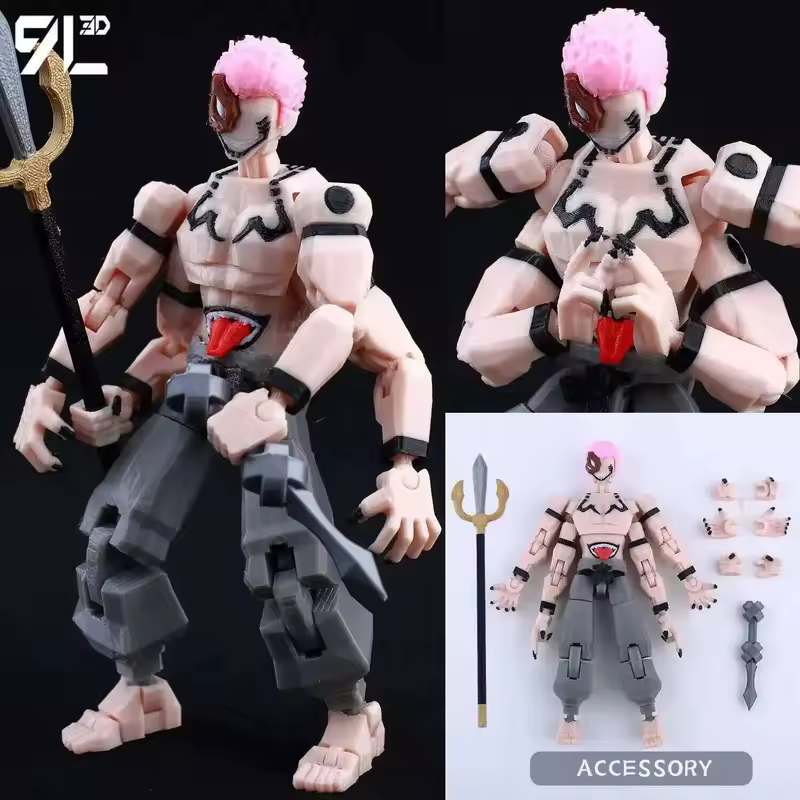 9L3D Printed Anime Jujutsu Kaisen Sukuna Yuji Yuta Satoru Gojo Lucky Dummy 13 Movable Shapeshift Action Figures Mannequin Toys - Image 32