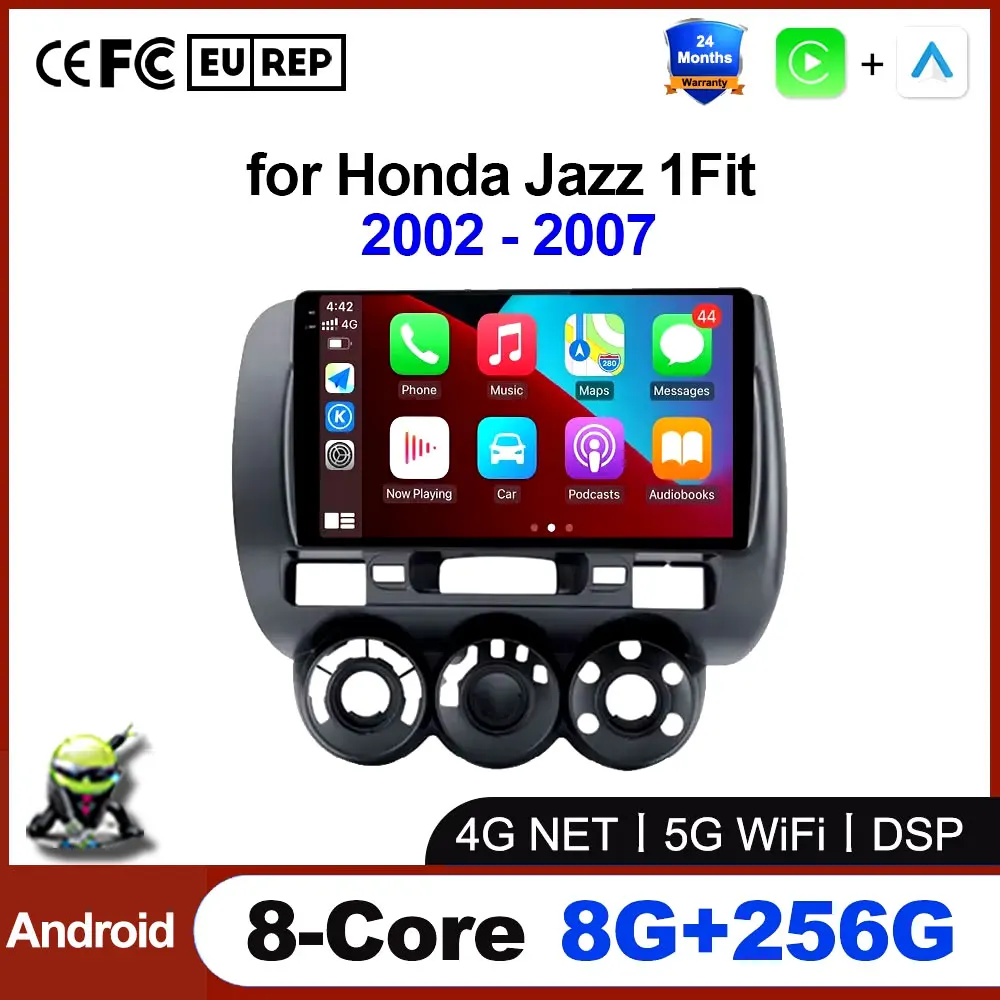 

GPS-навигация, стерео Carplay Android авто для Honda Fit Jazz City 2002 - 2007 LHD автомобильное радио, мультимедийный видеоплеер, инструменты