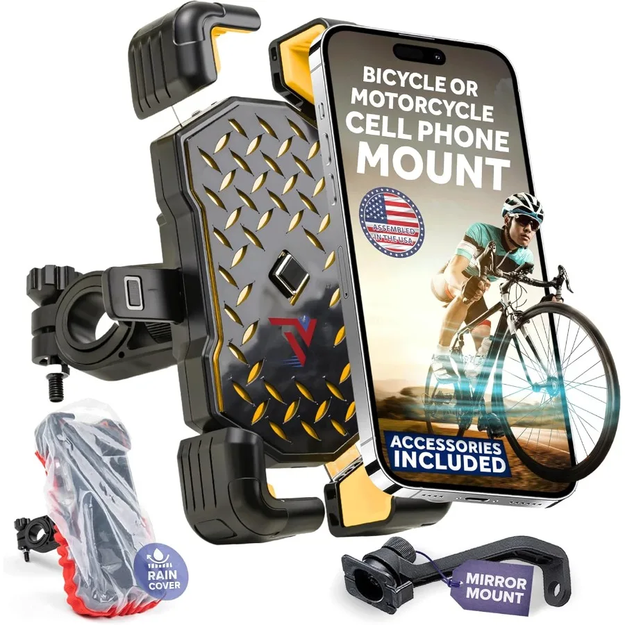 

Universal Bike Phone Holder for Motorcycles EBikes ATVs Mopeds and Scooters with Mirror Mount and Rain Cover Ideal for Sports R