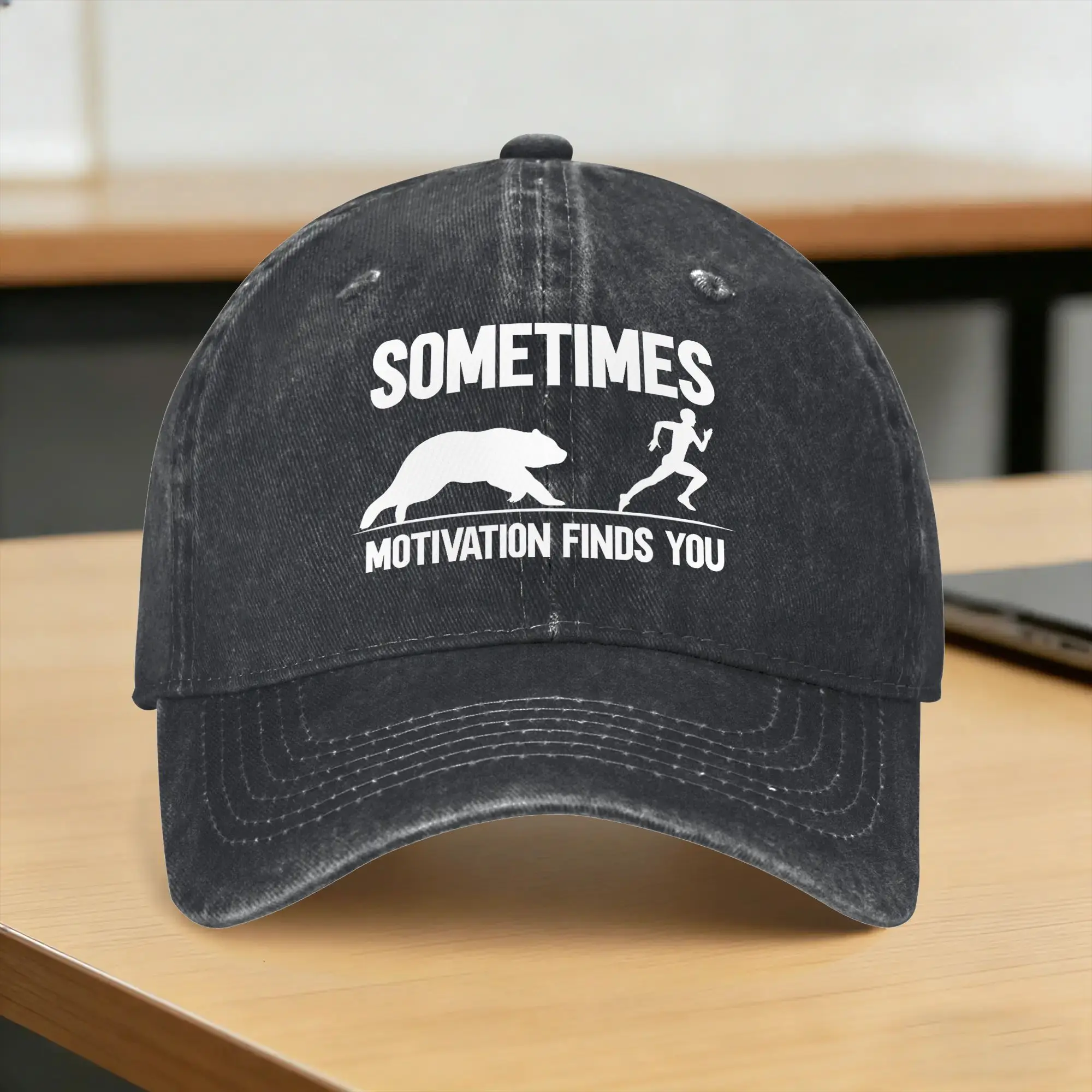 Sometimes Motivation Finds You Baseball Cap Sun  Outdoor Sports Sun-Proof Washed Hip Hop Hats Men Adult Fashion Baseball Caps