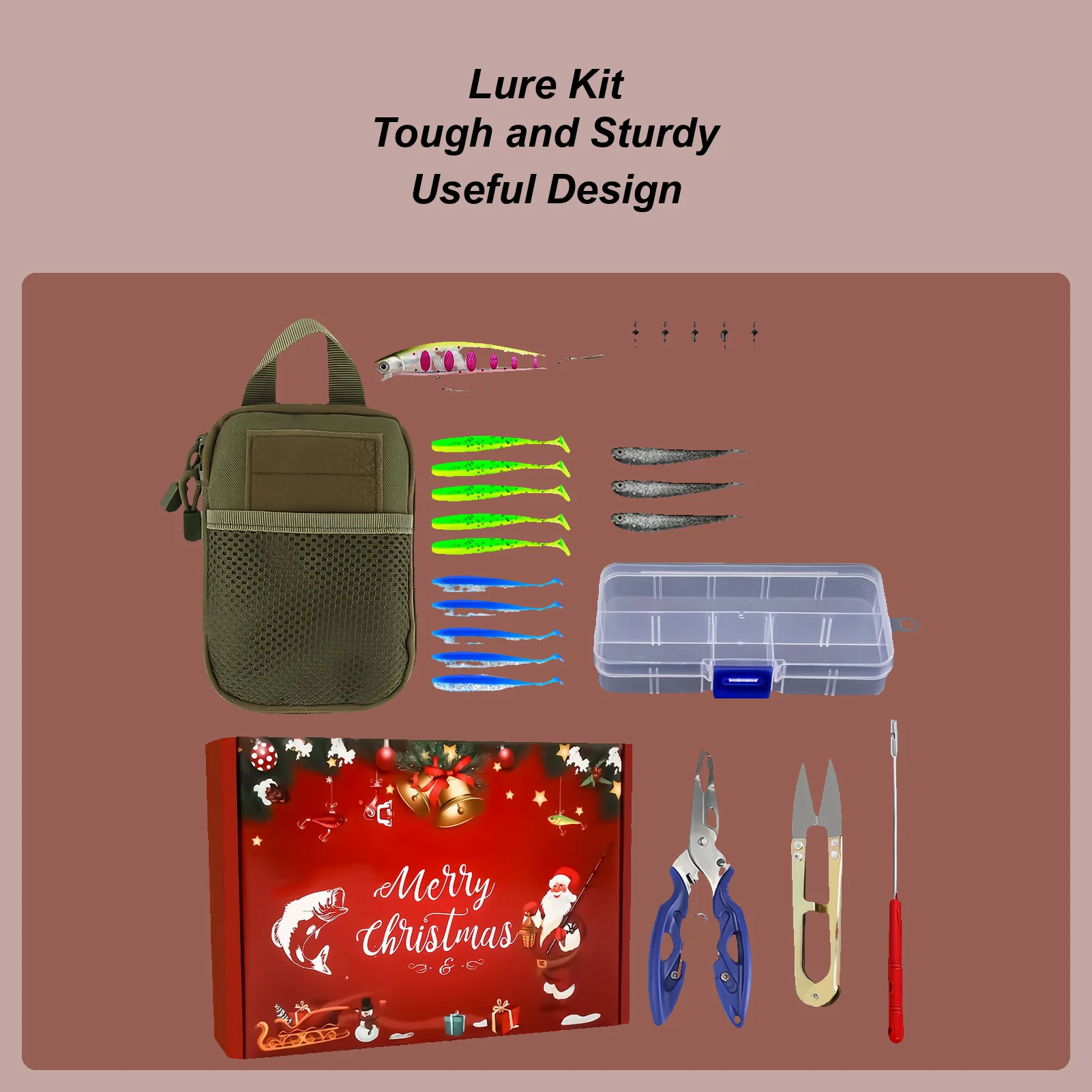 

Набор рыболовных приманок, рождественские аксессуары для рыбалки, приманки для форели на праздничный сезон, семейный ночной утренний кемпинг, речное озеро