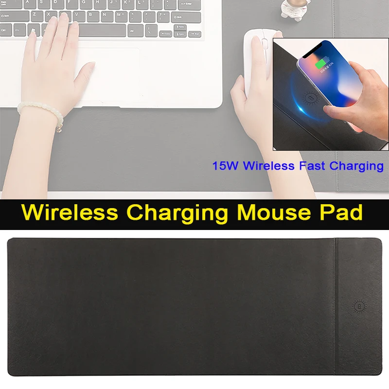 

Multifunctional Office Wireless Charging Mouse Pad Keyboard Game Table Pad Extended Waterproof Desk Pad with 1.5m Data Cable