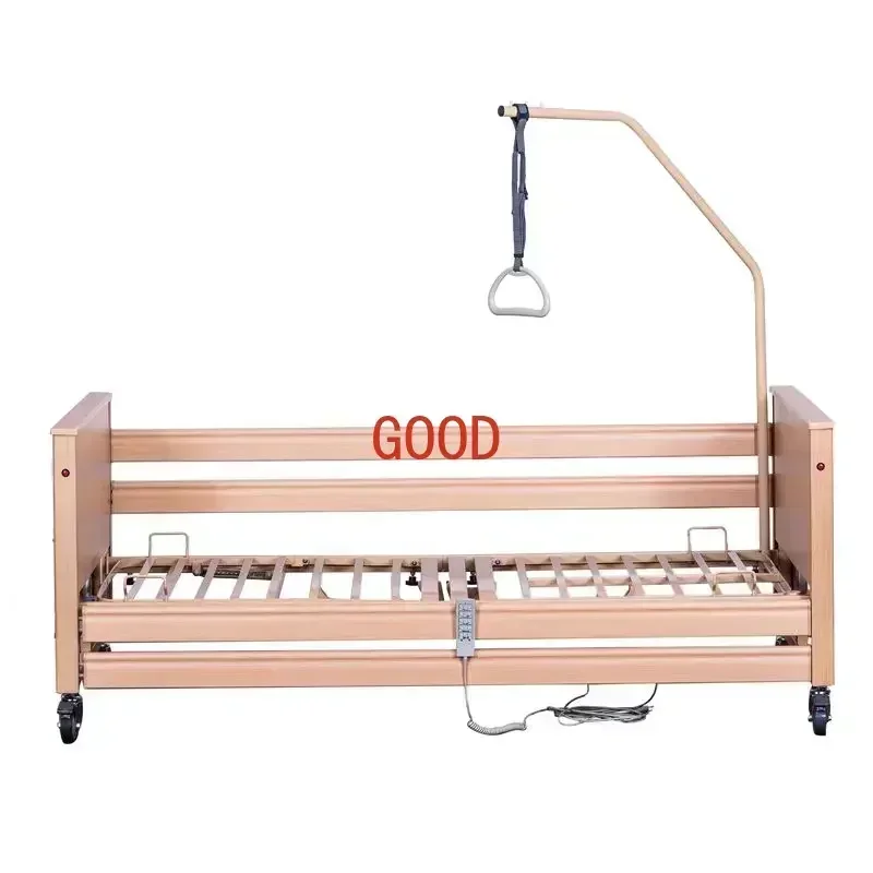 

6 functions home care electric backrest nursing elderly care bed wood rotating bed