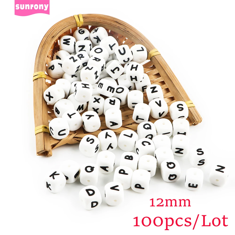 

Sunrony 100pcs 12MM Silicone Letters Beads English Alphabet Bead For Jewelry Making DIY Necklace Bracelet Handmade Accessories