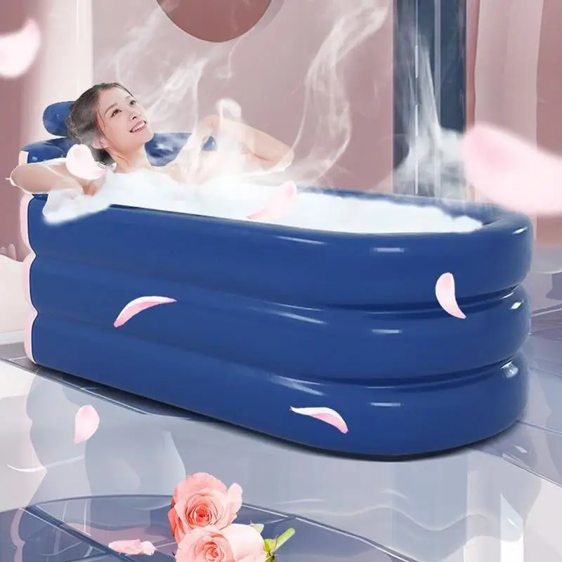 Blow Up Bathtub Adult Foldable Ice Barrel Plunge Pool Portable Ice Pod Cold Tub Soaking Bathing Tub With Headrest Lumbar Support