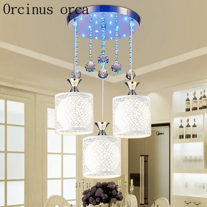 

Modern minimalist crystal chandelier garden bedroom creative personality three sets of chandeliers free shipping