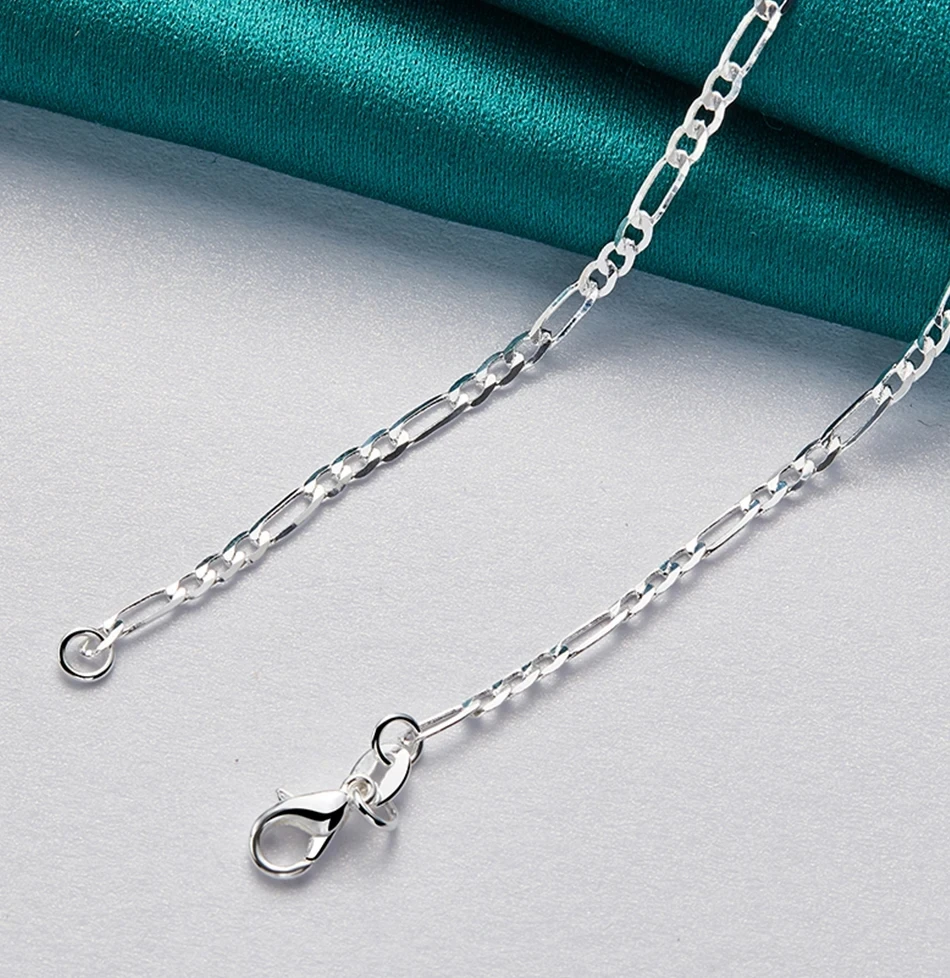 925 Sterling Silver 2mm Width Figaro Chain Necklace for Women Men's Jewelry High Quality
