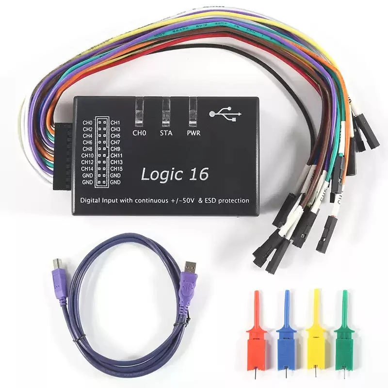 USB Digital Logic Analyzer 16 Channels 100M Sampling Rate Multi System Compatible Digital Signal Debug Testing Instrument