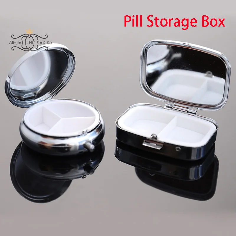 1Pc Waterproof Metal Pill Organizer Portable Round Square Pill Box Pill Container Weekly Pill Splitter Box