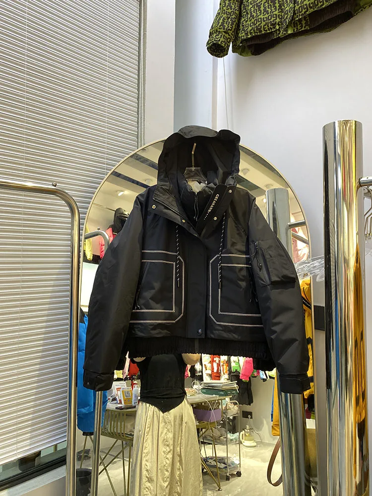 2025, neue Winter-Daunenjacke, kurze Damen-Kapuzenjacke mit abnehmbarem, zweiteiliger, dicker Daunenmantel