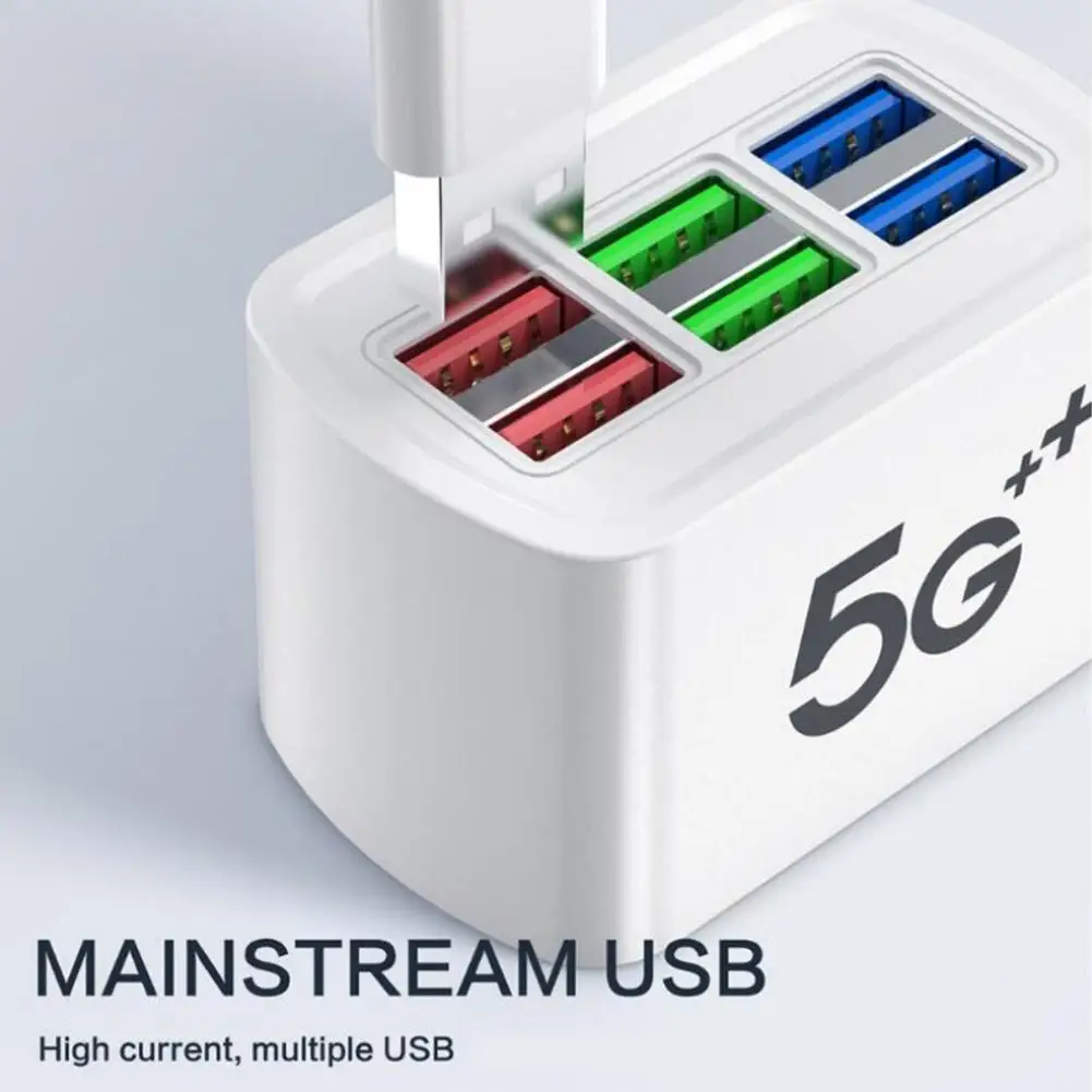 6-in-1 Multi Port USB Desktop Charging Station 1M Cord For iPhone 17 16 Phone Charger Home Office