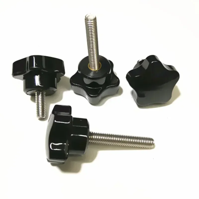 

NMnTcPWc M8 304 Stainless Steel Black Five-star Plastic Head Screw Plum Blossom Rubber Star Handle Pentagonal Bolt 12mm-150mm #D