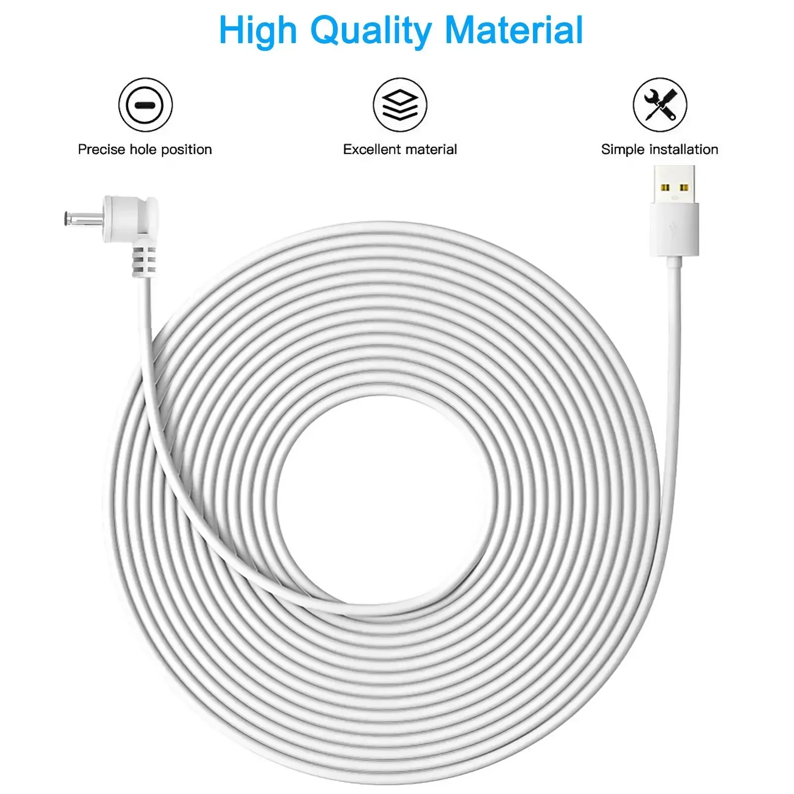 Cable de carga exterior resistente a la intemperie, 25 pies/7,6 m, batería de cámara HD