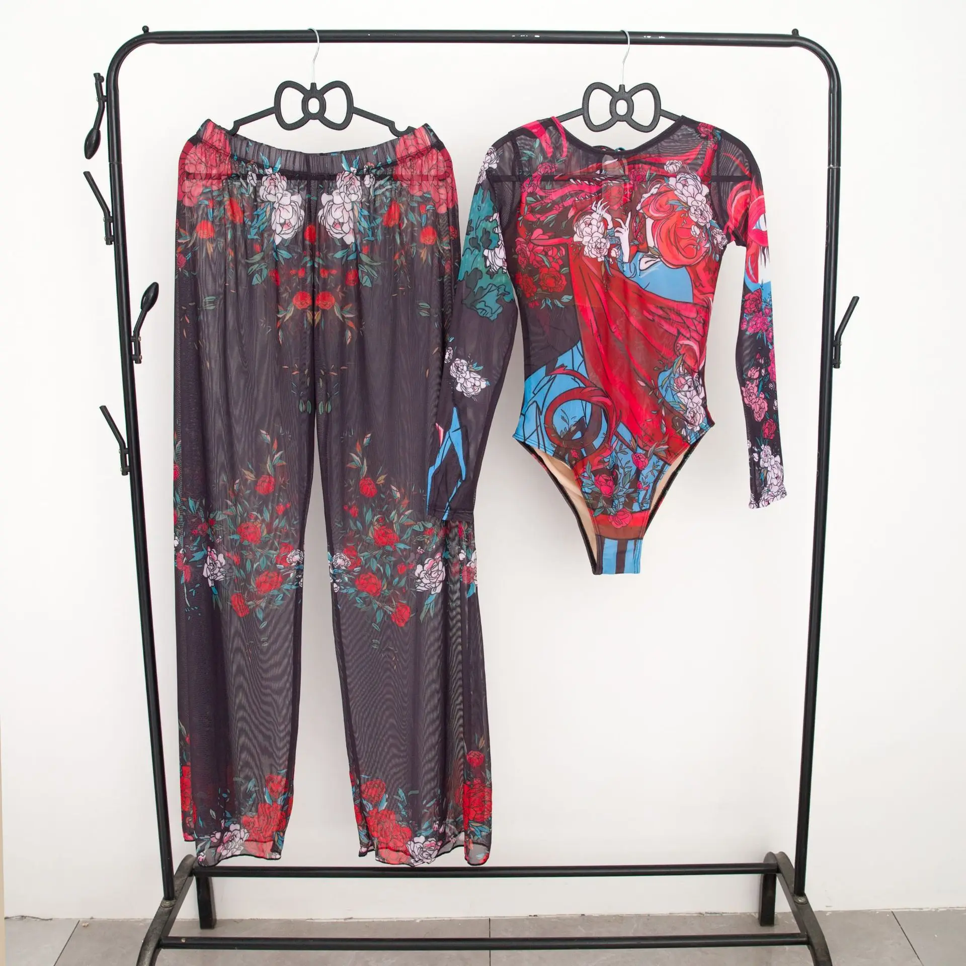 2025 Women's Swimsuit Set One Piece & Cover Up Russian Купальник Beachwear Tummy Control Floral Bodysuit With Long Pants 2 Piece