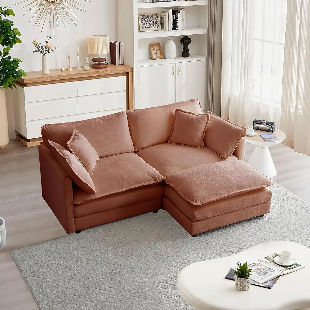 

Modular Sectional Sofa, 76.4 H L Shaped Couch Set For Living Room, Loveseat Comfy Cloud Couches With Movable Ottoman, Diy