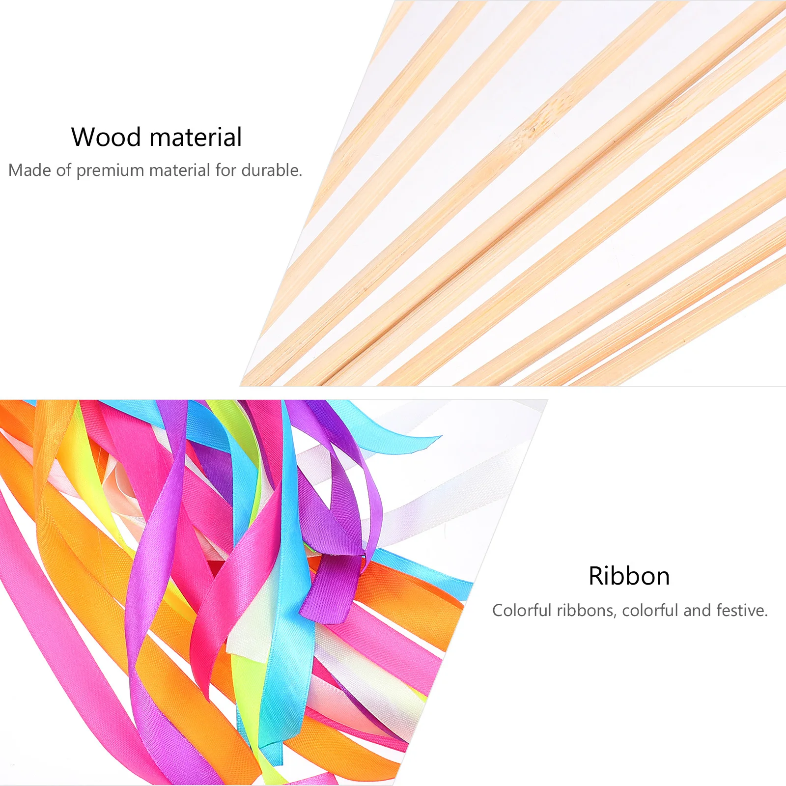

10pcs Ribbon Sticks Party Streamers Wedding Fairy Wands Festive Decorations For Birthday Christmas Baby Shower Event