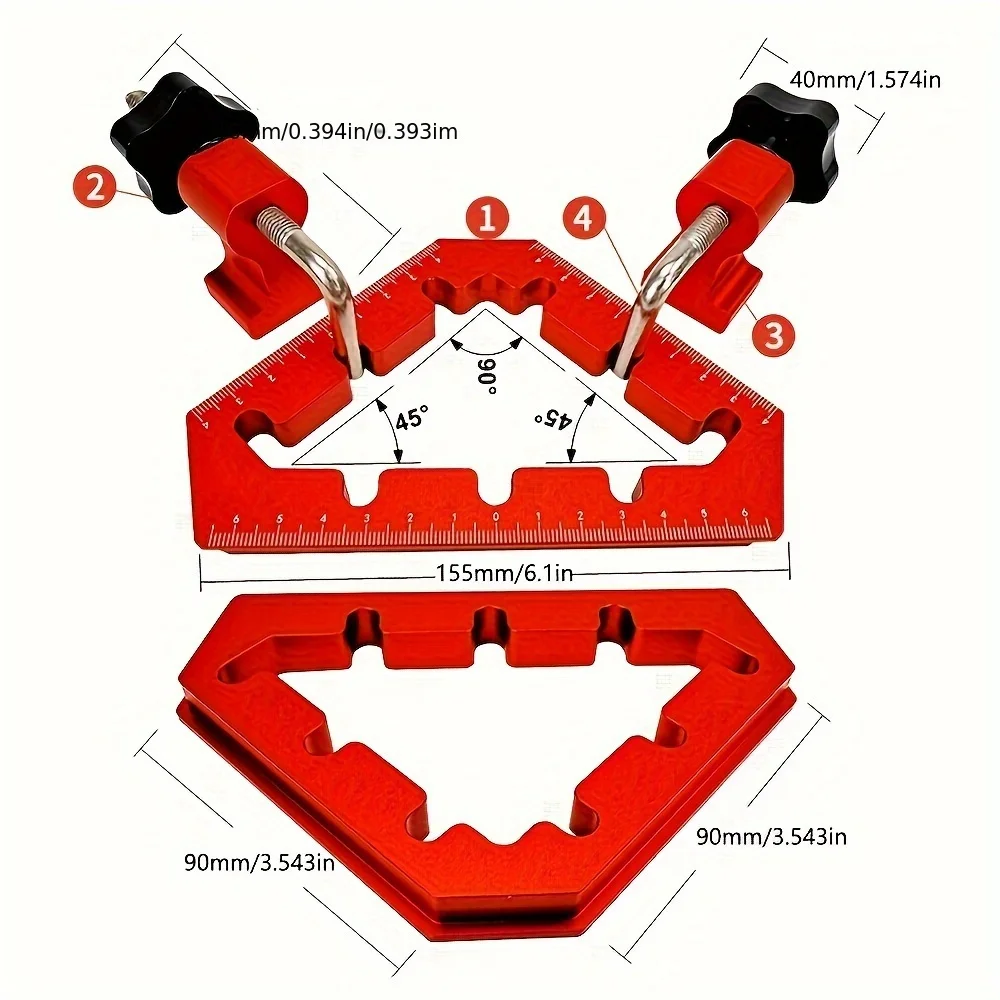 Imagem -06 - L-shaped Auxiliary Fixture Splicing Board Posicionamento Painel Clipe Fixo Régua Quadrada de Carpinteiro Ferramentas para Carpintaria 45 Graus 90 Graus