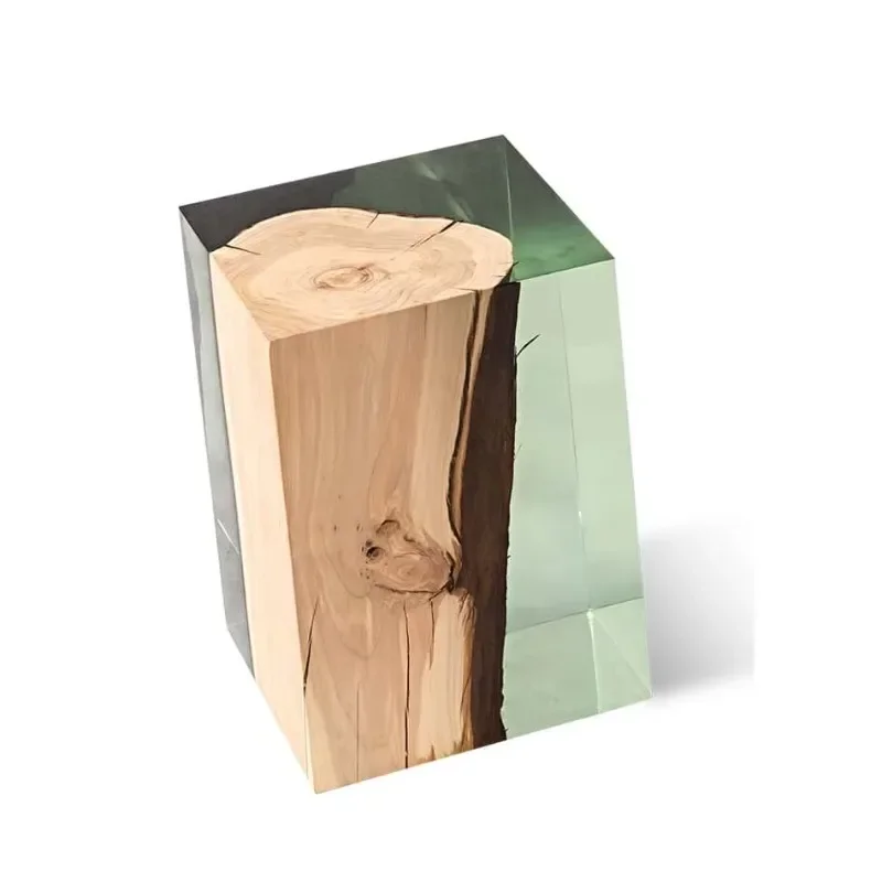 Wood resin dining table coffee round side stool for living room office home decoration