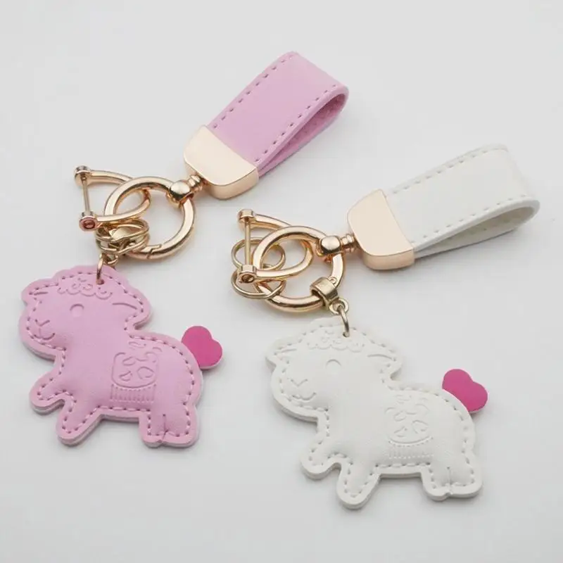 2027 Year of the Sheep PU Hanging Pendant Lovely Minimalist Design Decor for Handbags Backpacks Keyrings Holiday Gift