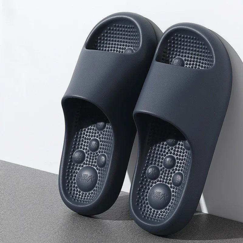 

Men Comfortable Thick Sole Massage Slippers Women Summer Non Slip Home Bathroom Slides Casual Couples Soft Beach Flip Flops