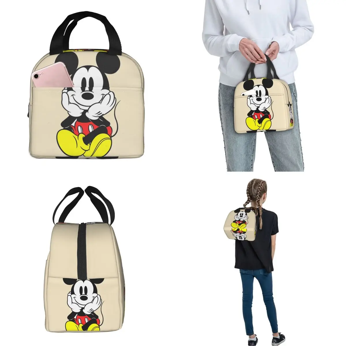 Mickey Mouse Kawaii Cartoon borsa termica per il pranzo borsa termica contenitore per il pranzo grande Tote Lunch Box Food Bag Beach Travel