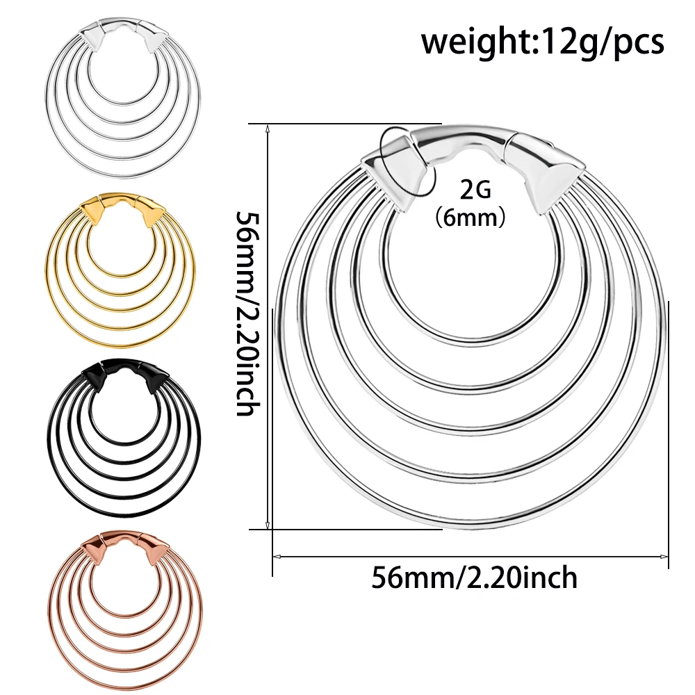 Vanku 2pcs Stainless Screw Ear Flesh Tunnels Large Hoop Earring Plugs Expander Dangle Gauges Stretchers Piercing Body Jewelry