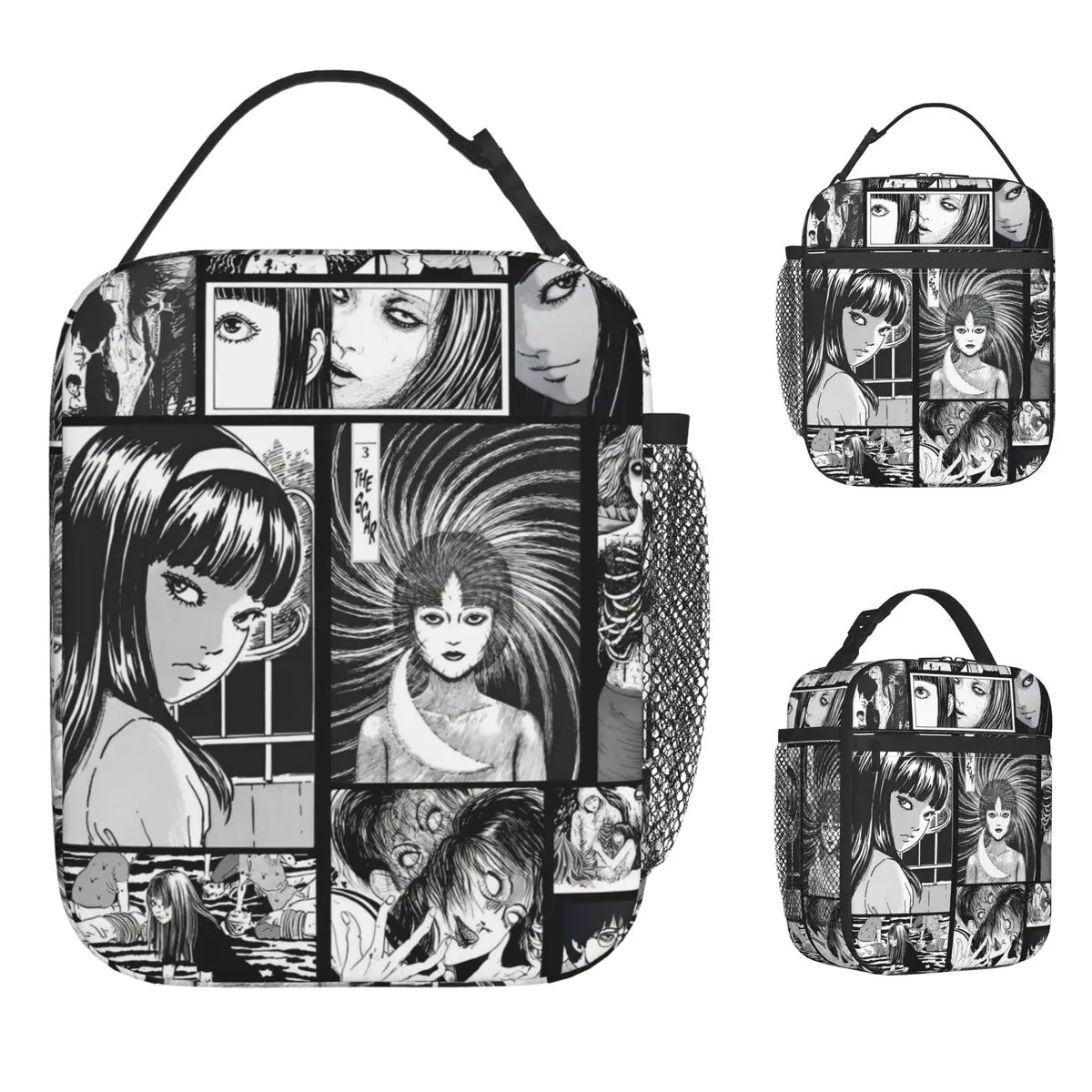 

Junji Ito Japanese Anime Lunch Bag Portable Lunch Box Child Office Graphic Cooler Bag Kawaii Waterproof Thermal Tote Handbags