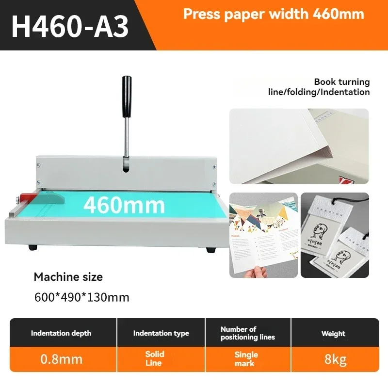 Manual Compact A3+ Creasing Machine for Book Covers, Spines, and Greeting Cards; Perfect Binding Cover Creaser and Folder