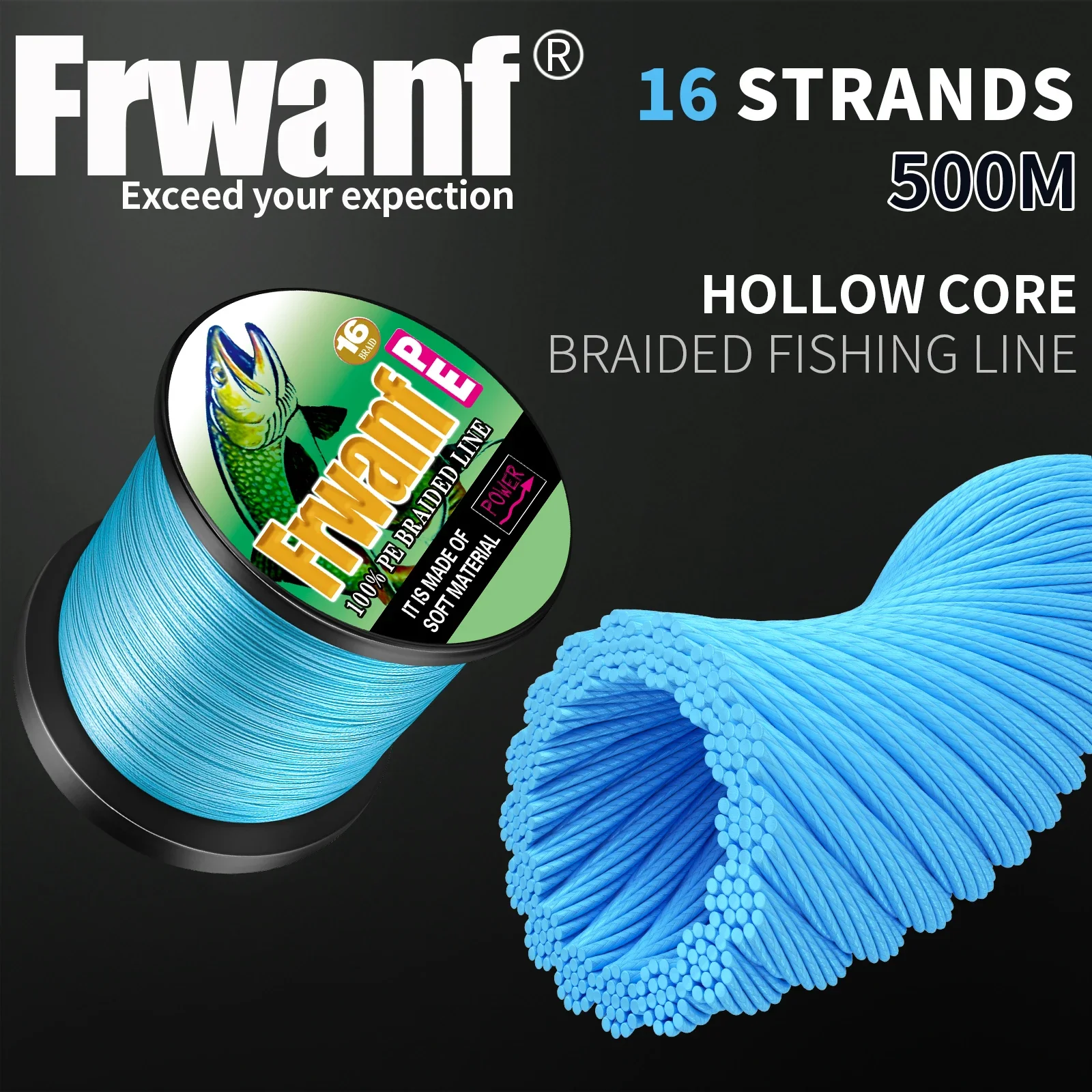 

Frwanf 16 нитей 500 м PE плетеная леска X16 с полым сердечником очень прочная японская плетеная леска 20LBs-500LBs рыболовная проволока из полиэтилена для морской воды