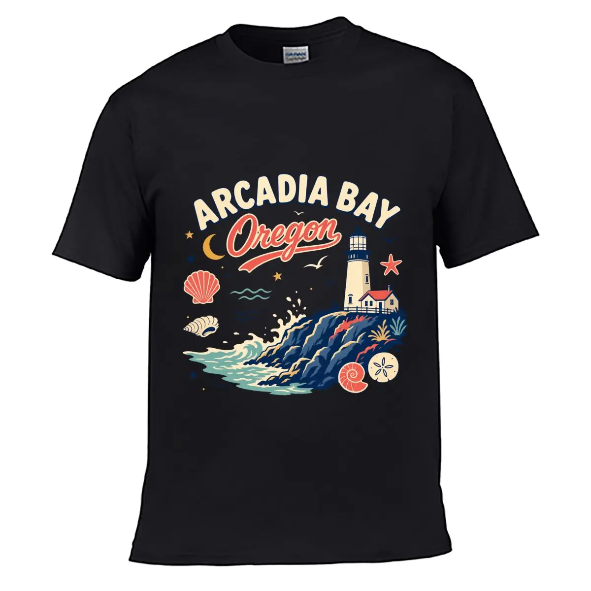 Camiseta sencilla y holgada con efecto desgastado y lavado de Arcadia Bay Coastal Beacon Illustrat Street