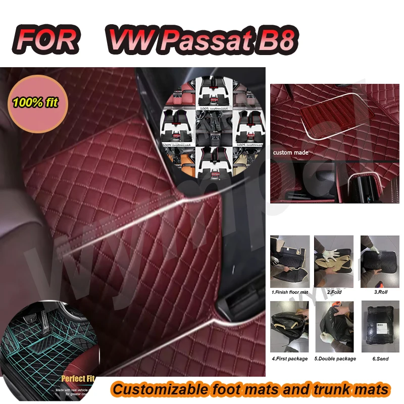 

LUXURY Custom Automotive Car Floor Mats For VW Passat B8 2016 2017 2018 2019 2020 Auto Luxury Leather