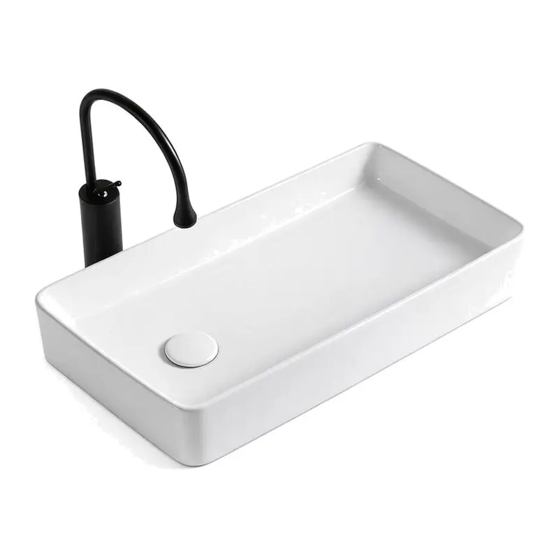 Rectangle Ceramic Table Basin Left and Right Sides Launching Basin Balcony Hotel Washbasin